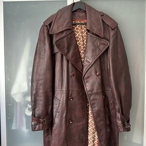Vintage Brown Leather Trench Size 42